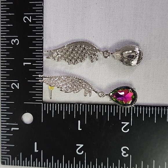 Silver Crystal Feather with AB Teardrop Stone New - Picture 5 of 5